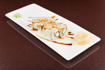 sushi rolls on white plate