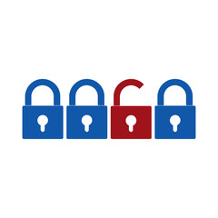 Closed and opened locks icons vector