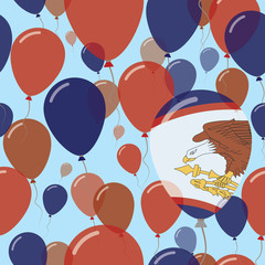 American Samoa National Day Flat Seamless Pattern. Flying Celebration Balloons in Colors of American Samoan Flag. Happy Independence Day Background with Flags and Balloons.