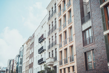 Fototapeta na wymiar Low angle view residential apartment exteriors