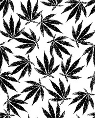 Ganja Weed Marijuana Seamless Vector Pattern Background - 113524296