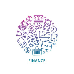 Finance and banking. Vector line web icon set.