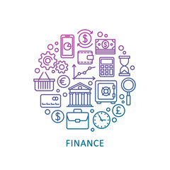 Finance and banking. Vector line web icon set.