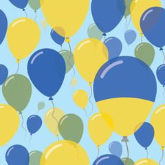Ukraine National Day Flat Seamless Pattern. Flying Celebration Balloons in Colors of Ukrainian Flag. Happy Independence Day Background with Flags and Balloons.