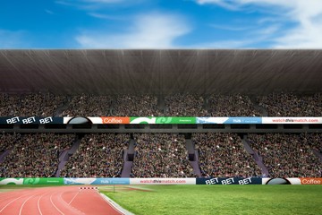 View of a stadium with tribune on a sunny day
