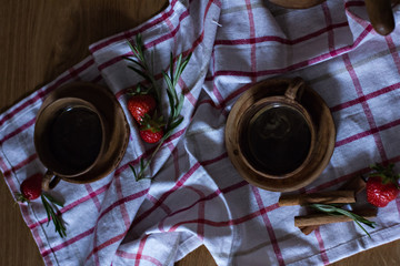 cup of espresso coffee. dark photo. Rustic style