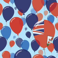 Bermuda National Day Flat Seamless Pattern. Flying Celebration Balloons in Colors of Bermudian Flag. Happy Independence Day Background with Flags and Balloons.