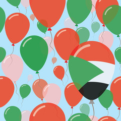 Sudan National Day Flat Seamless Pattern. Flying Celebration Balloons in Colors of Sudanese Flag. Happy Independence Day Background with Flags and Balloons.