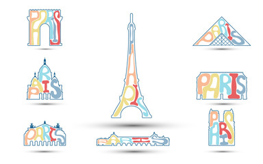 vector illustration of Paris attractions and symbols
