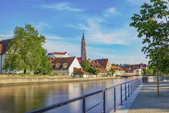 Beautiful shot of the church and castle of Landshut