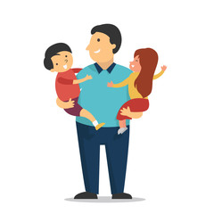 Fototapeta premium Father with kids