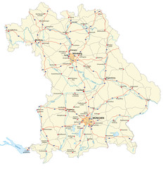 vector road map of the German federal country bavaria