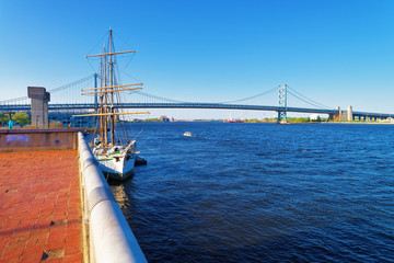 Ship at the waterfront of Delaware in Philadelphia