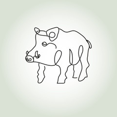 Wild boar pig in minimal line style vector