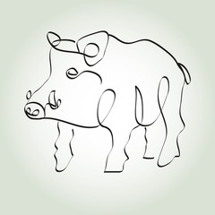 Wild boar pig in minimal line style vector
