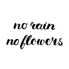 No rain no flowers. Brush lettering.