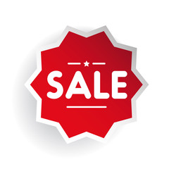 Sale label sticker red vector