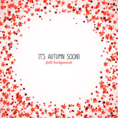 Obraz premium Round frame made from red maple leaves. Copy space