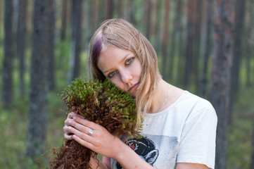 Girl and moss