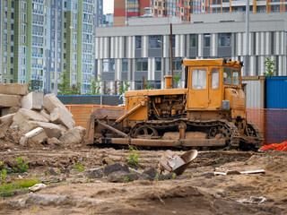 Fototapeta premium Tractor on construction site