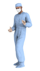 3D Rendering Male Doctor on White