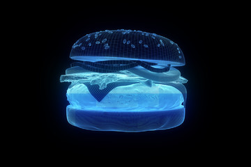 Burger Hamburger Wireframe Hologram. Nice 3D Rendering
- 113531876