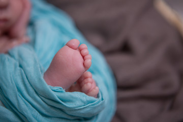 The feet of a newborn baby