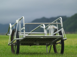 キャンプ場のリヤカー