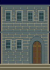 Two storey house, retro. 