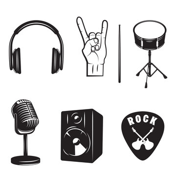 Set of rock and roll music elements.