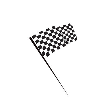 Waving finish flag vector icon, racing finishing flag pictogram, flat simple black and white style design isolated