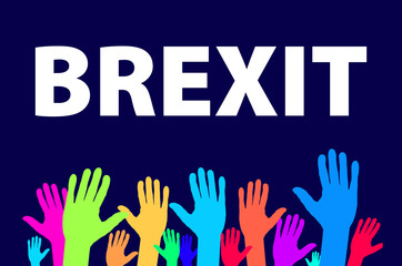 Brexit Text Isolated vector colorfull hand