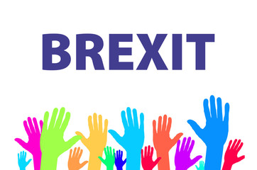Brexit Text Isolated vector colorfull hand