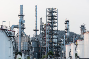 Oil Industry Refinery factory at Sunset, Petroleum