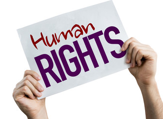Human Rights placard isolated on white background