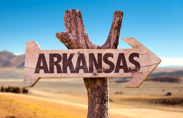 Arkansas directional arrow in a desert