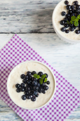 Rice pudding with blueberries