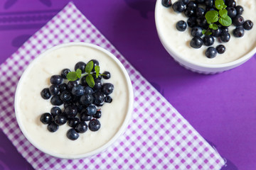 Rice pudding with blueberries