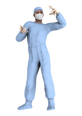 3D Rendering Male Doctor on White