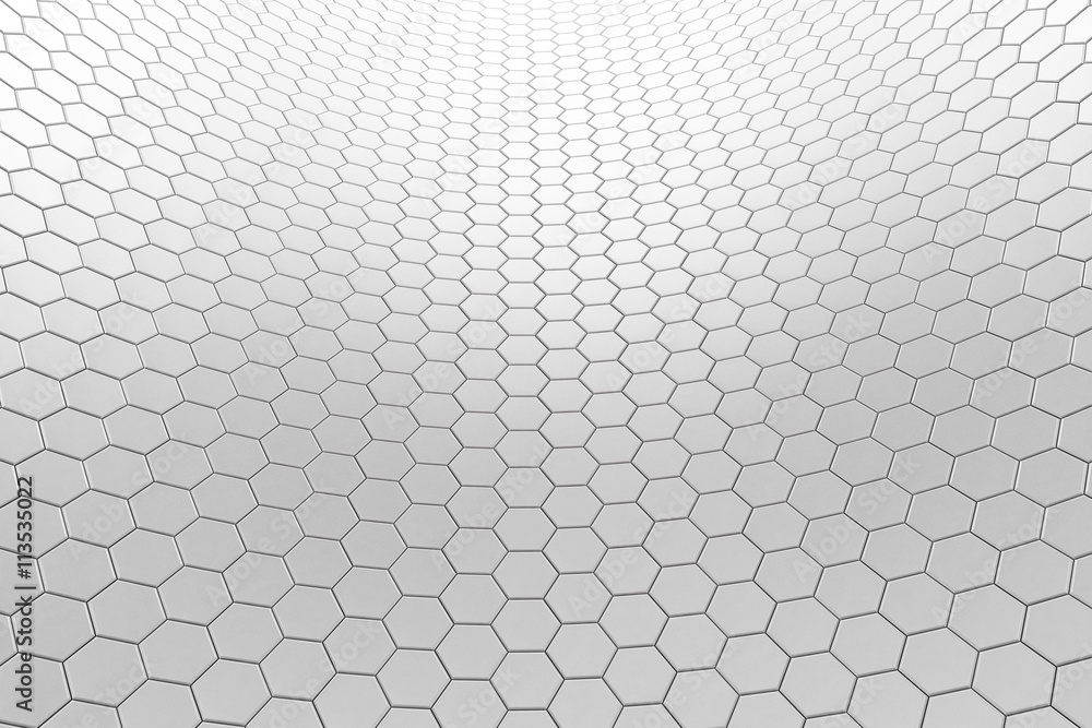 Aufkleber white hexagon perspective background 3d rendering.