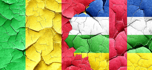 Mali flag with Central African Republic flag on a grunge cracked