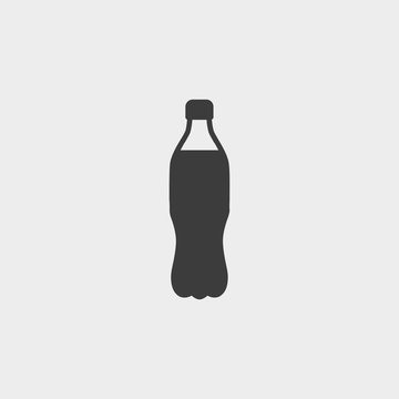 Plastic bottle with drink icon in a flat design in black color. Vector illustration eps10