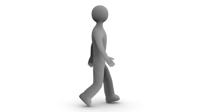 Animated character walks. Seamless loop. Alpha channel.