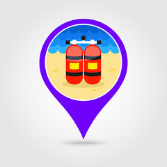 Oxygen tank pin map icon. Summer. Vacation