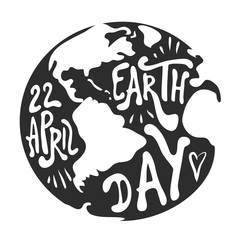 Vector illustration with earth globe and lettering text. Earth day