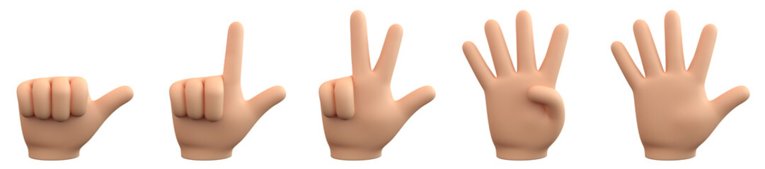 Handzeichen für Zahlen auf deutsch - eins, zwei, drei, vier, fünf