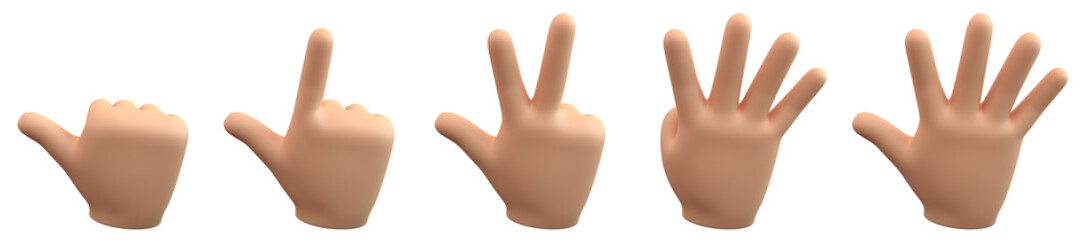 Handzeichen für Zahlen auf deutsch - eins, zwei, drei, vier, fünf