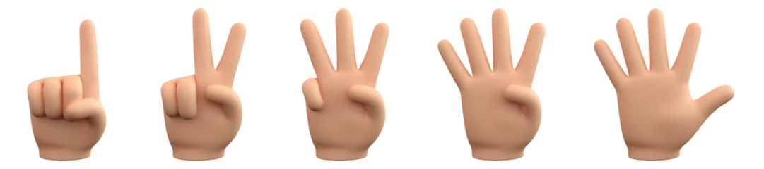 Fotobehang Handzeichen für Zahlen - eins, zwei, drei, vier, fünf © Dimitri Wittmann