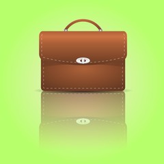 Vector illustration. School bag on a bright green background