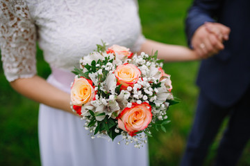 Wedding Bridal bouquet in the hands